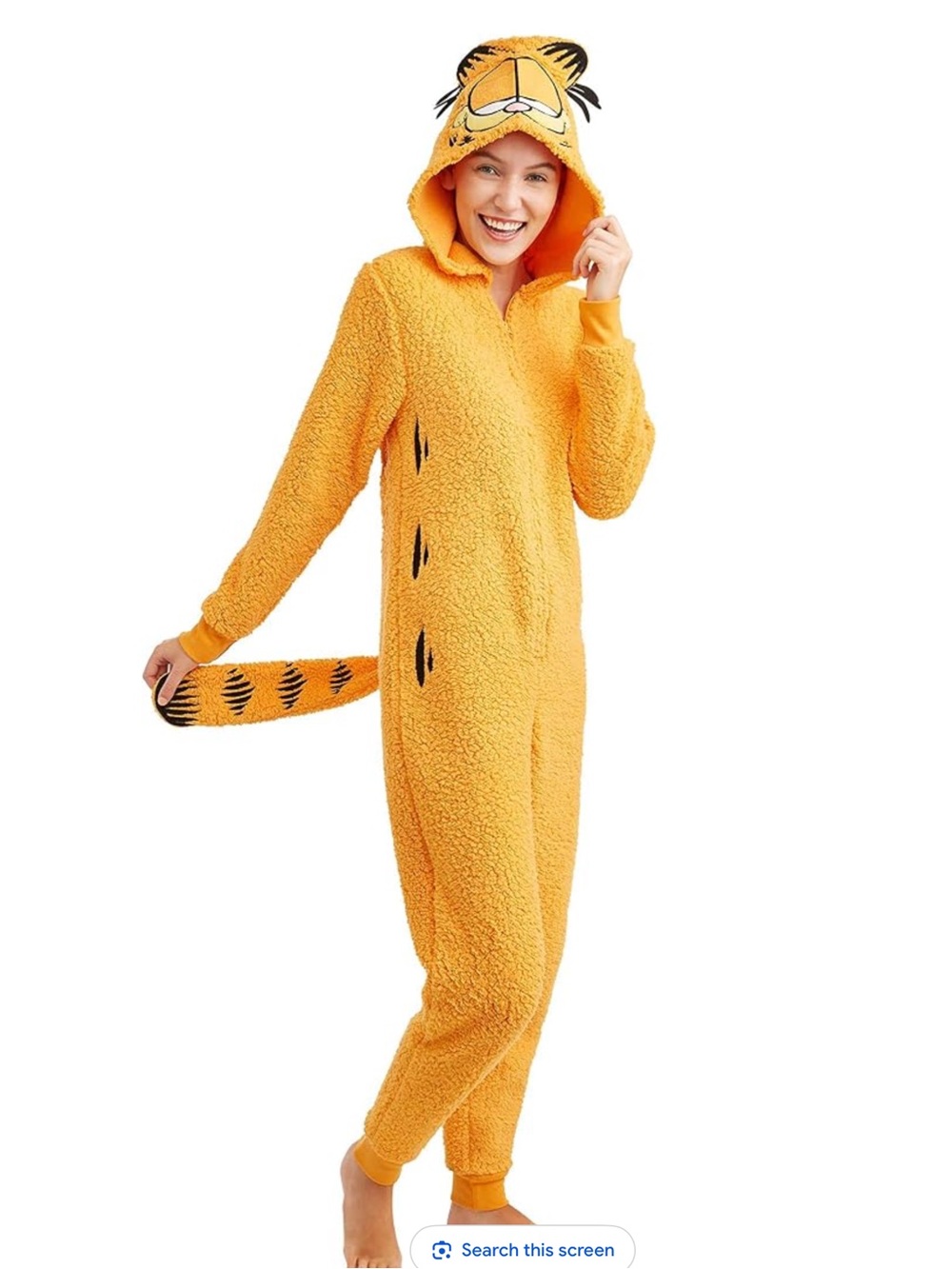 NWOT Adult Garfield Hooded Onesie Pajamas Costume 1X Halloween